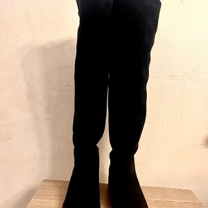 Rebel by Zigi-Olaa- Black Over-The-Knee Stretch Back Boots